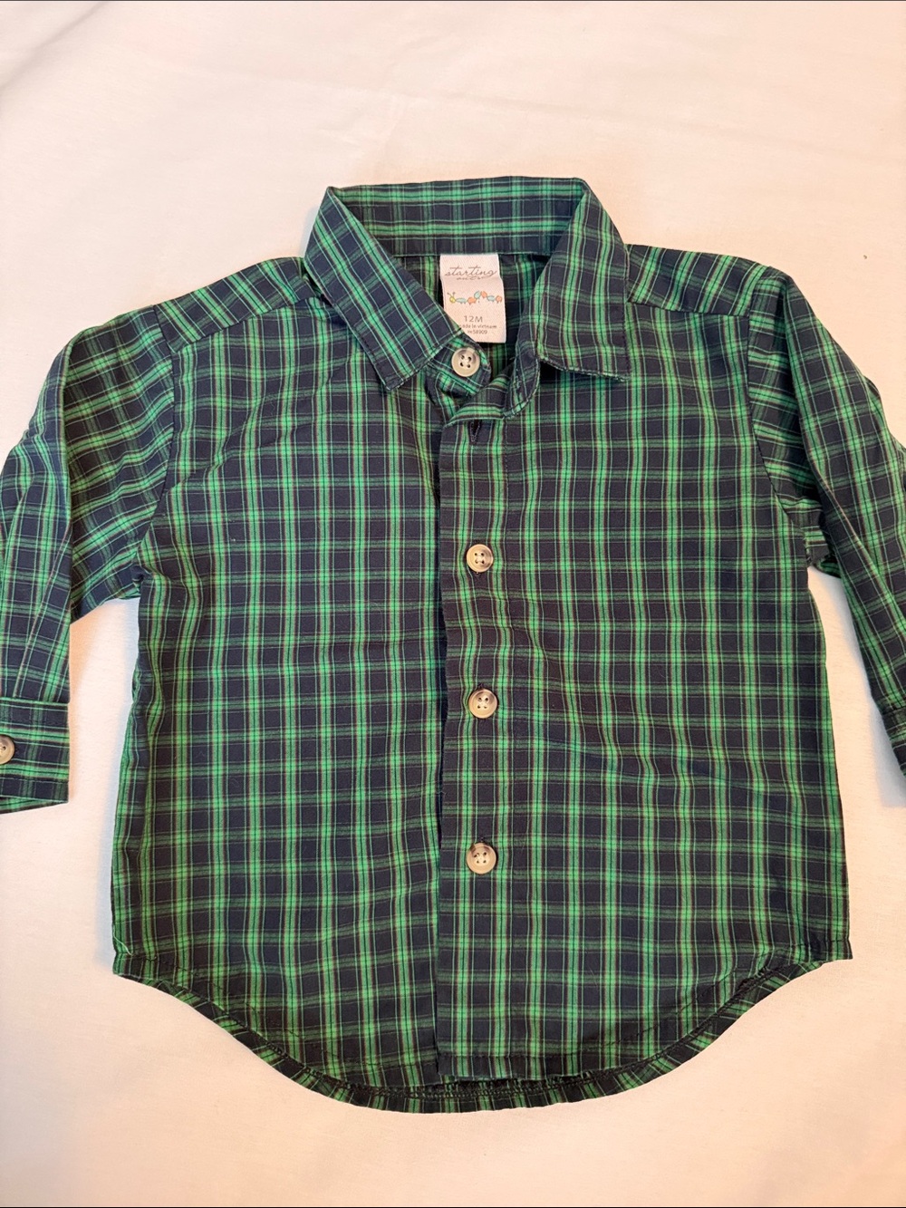 Starting Out Green Plaid Button-Down Shirt